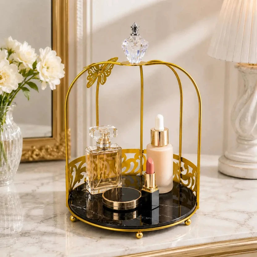 Cage Butterfly Makeup Storage Rack for Vanity