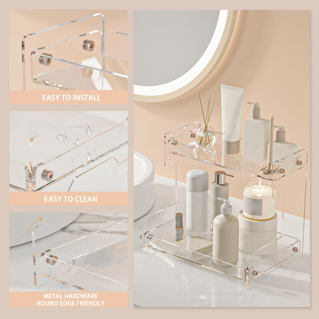 Acrylic 2 Layers Cosmetics Oranizers Stand