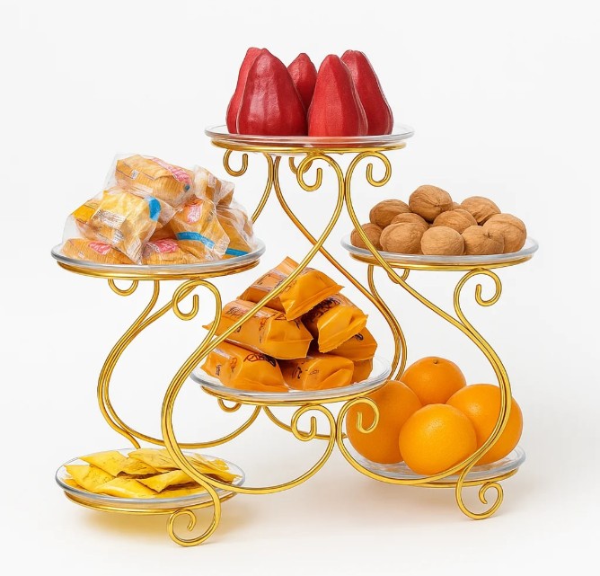 5-Tier Metal Fruit Basket Stand – Stylish Multi-Layer Kitchen Storage & Serving Rack