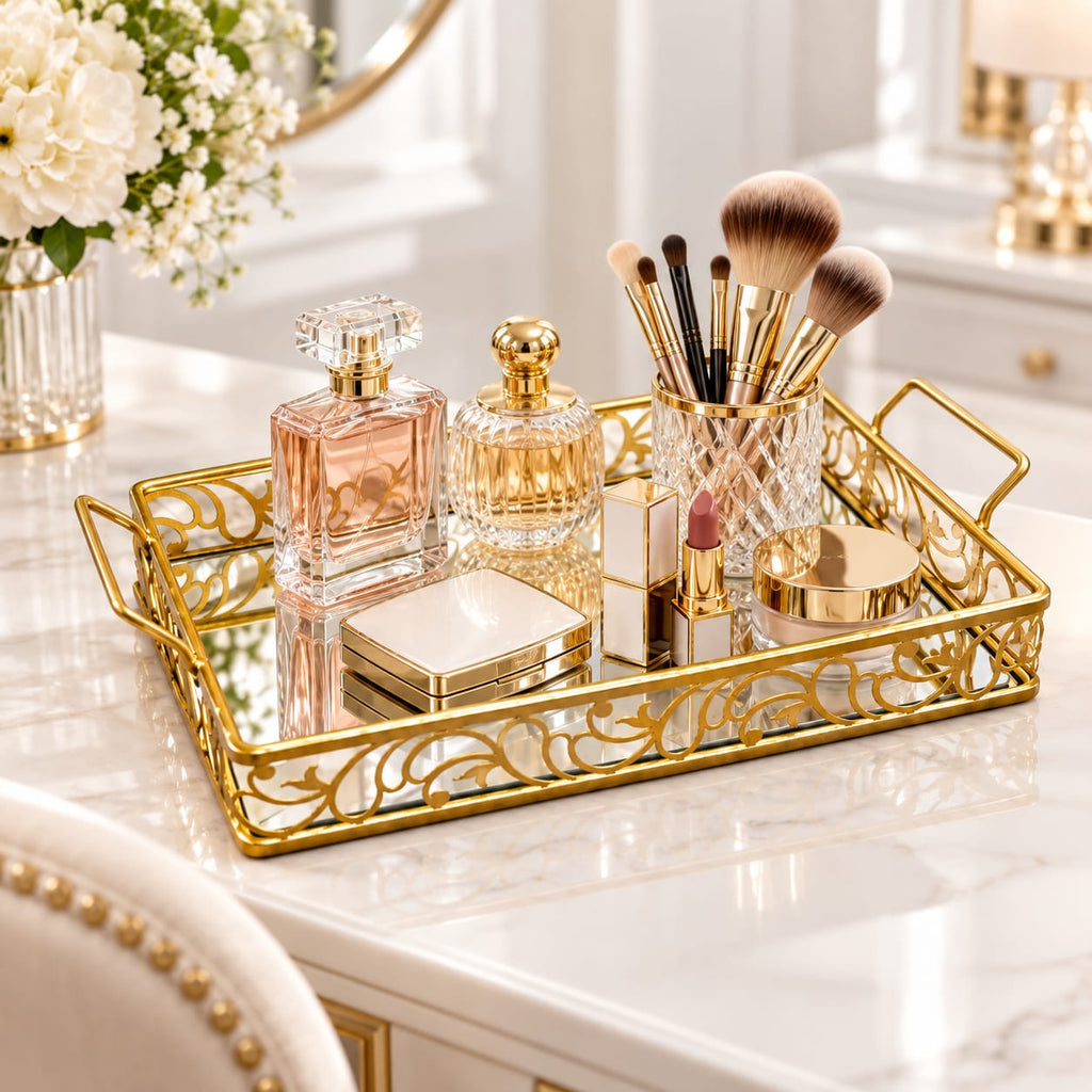 Aimaa Luxury Gold Decorative Serving Tray