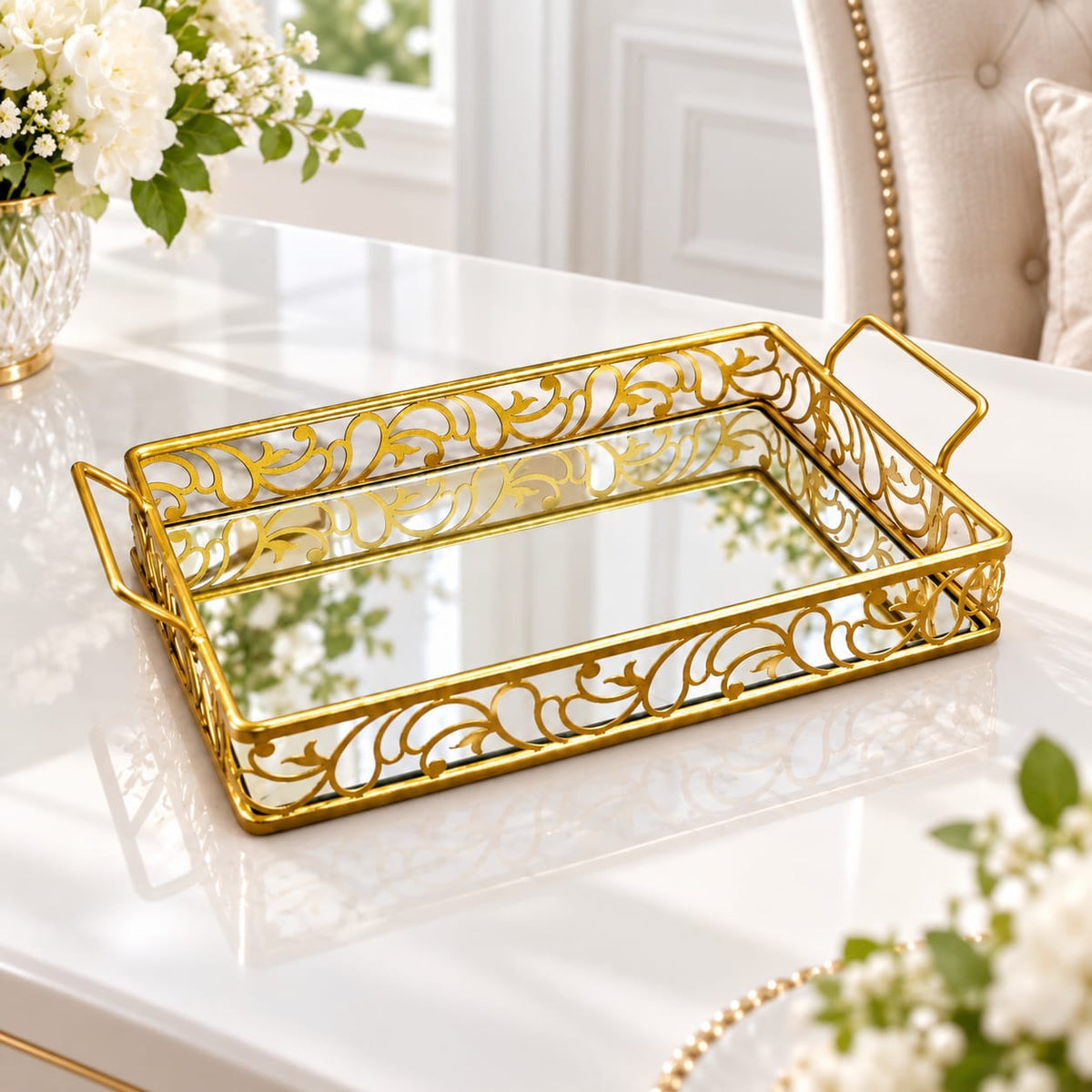 Aimaa Luxury Gold Decorative Serving Tray
