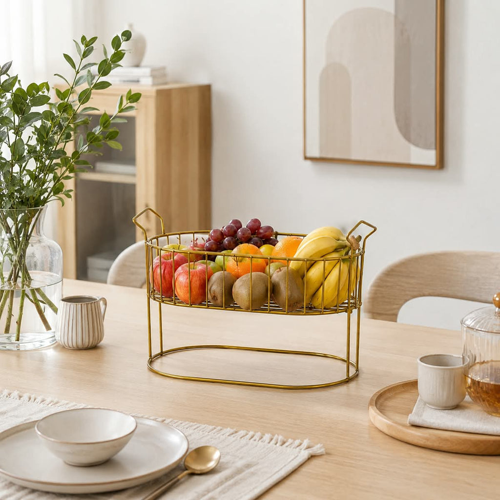 Luxury Gold Metal Fruit & Serving Basket | Aimaa Store