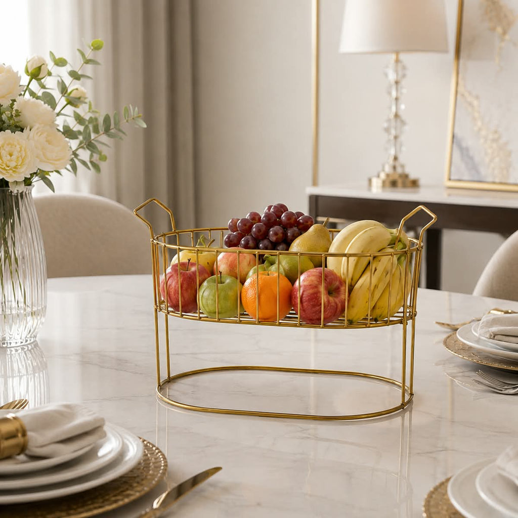 Luxury Gold Metal Fruit & Serving Basket | Aimaa Store