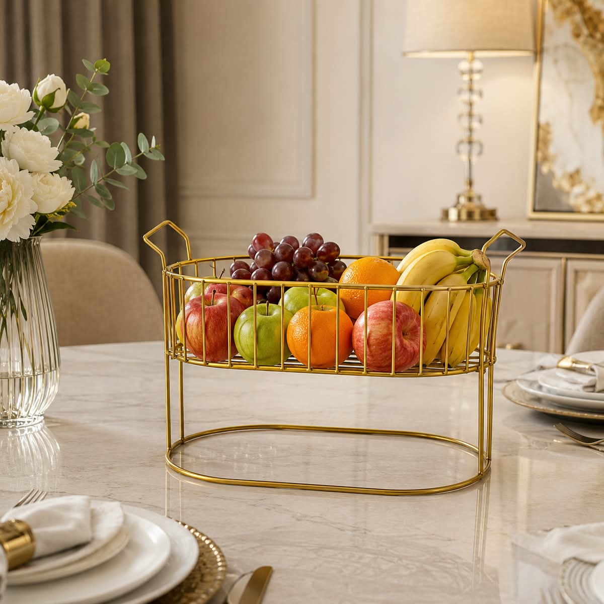 Luxury Gold Metal Fruit & Serving Basket | Aimaa Store