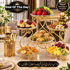 Luxury Golden Brush Holder & Serving Tray(Without Plates)  Combo Deal