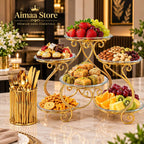 Luxury Golden Brush Holder & Serving Tray(Without Plates)  Combo Deal