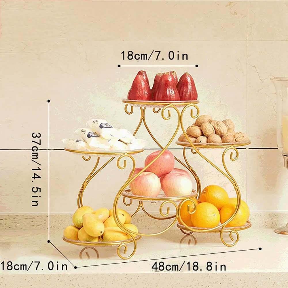 5-Tier Metal Fruit Basket Stand – Stylish Multi-Layer Kitchen Storage & Serving Rack