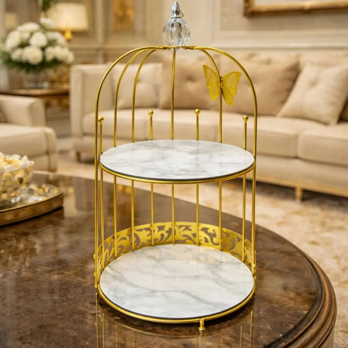 Premium Butterfly Design Gold Makeup Organizer