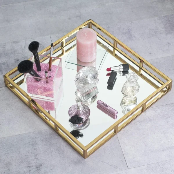 Luxury Display Tray Mackeup lipstick perfume jewlery Golden.
