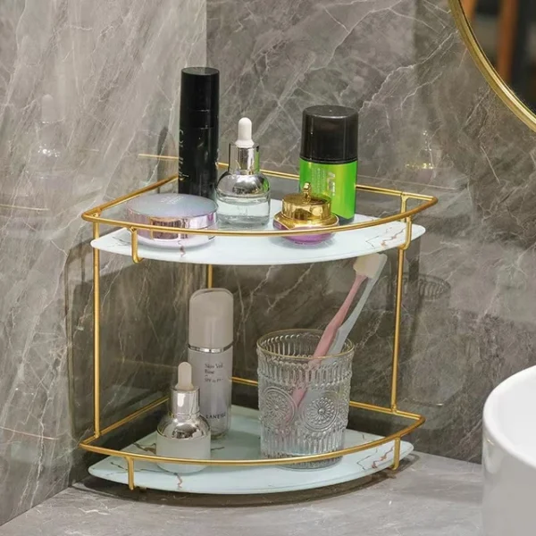 Premium 2 Layers Design Corner Counter-Top Acrylic Shelf.
