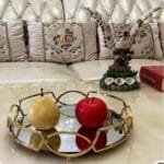 Round Shape Metal & Glass Cosmetics Storage Tray