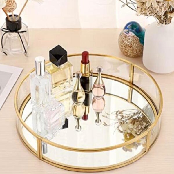 Metal & Glass Jewelry Storage Mirror for Cosmetics.