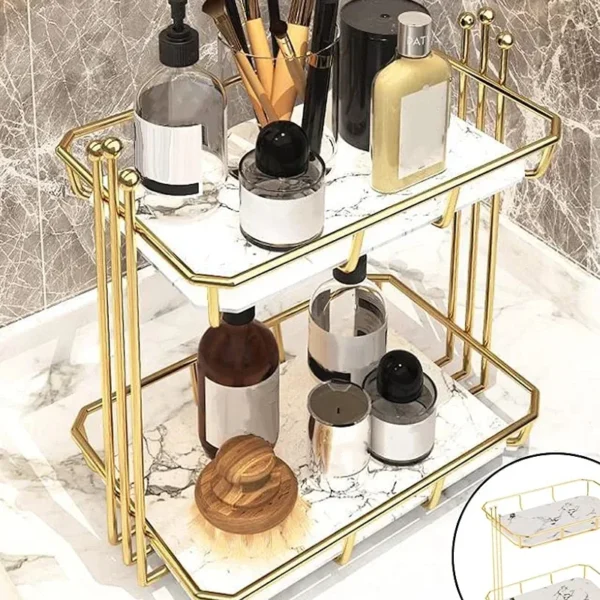 Cosmetic Storage Transparent Makeup Organizer 2 Tier Stand.