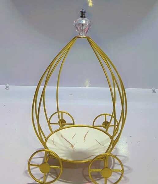 Gold Metal Hamper Basket Shape.