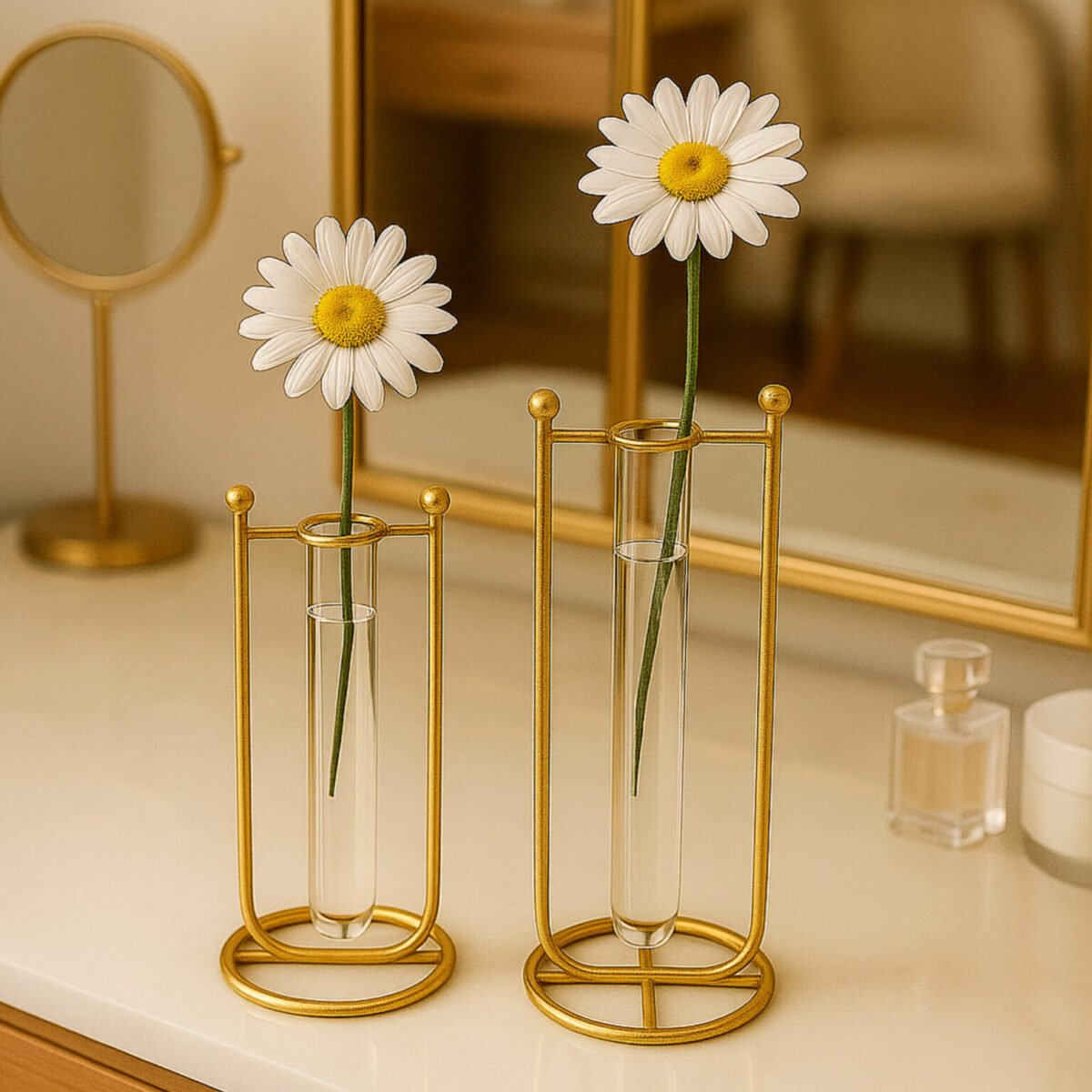2 Pieces Metal Crystal Flower Table Set. - Image 5