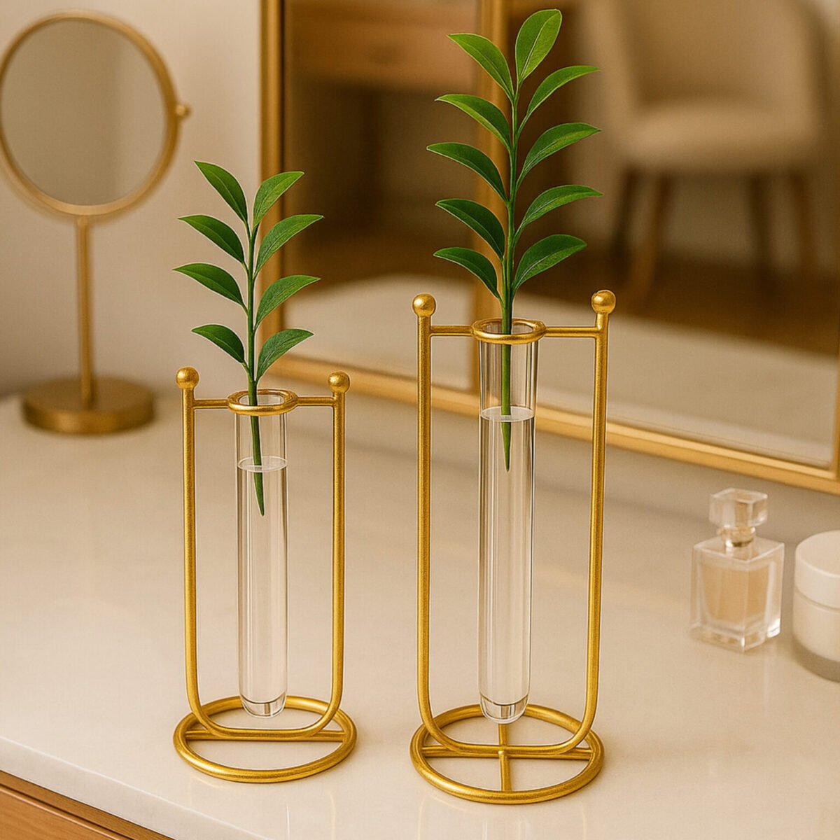 2 Pieces Metal Crystal Flower Table Set. - Image 3