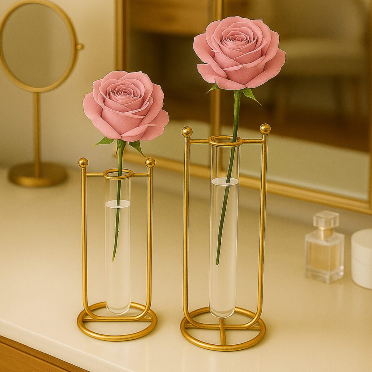 2 Pieces Metal Crystal Flower Table Set. - Image 2