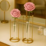 2 Pieces Metal Crystal Flower Table Set. - Image 2