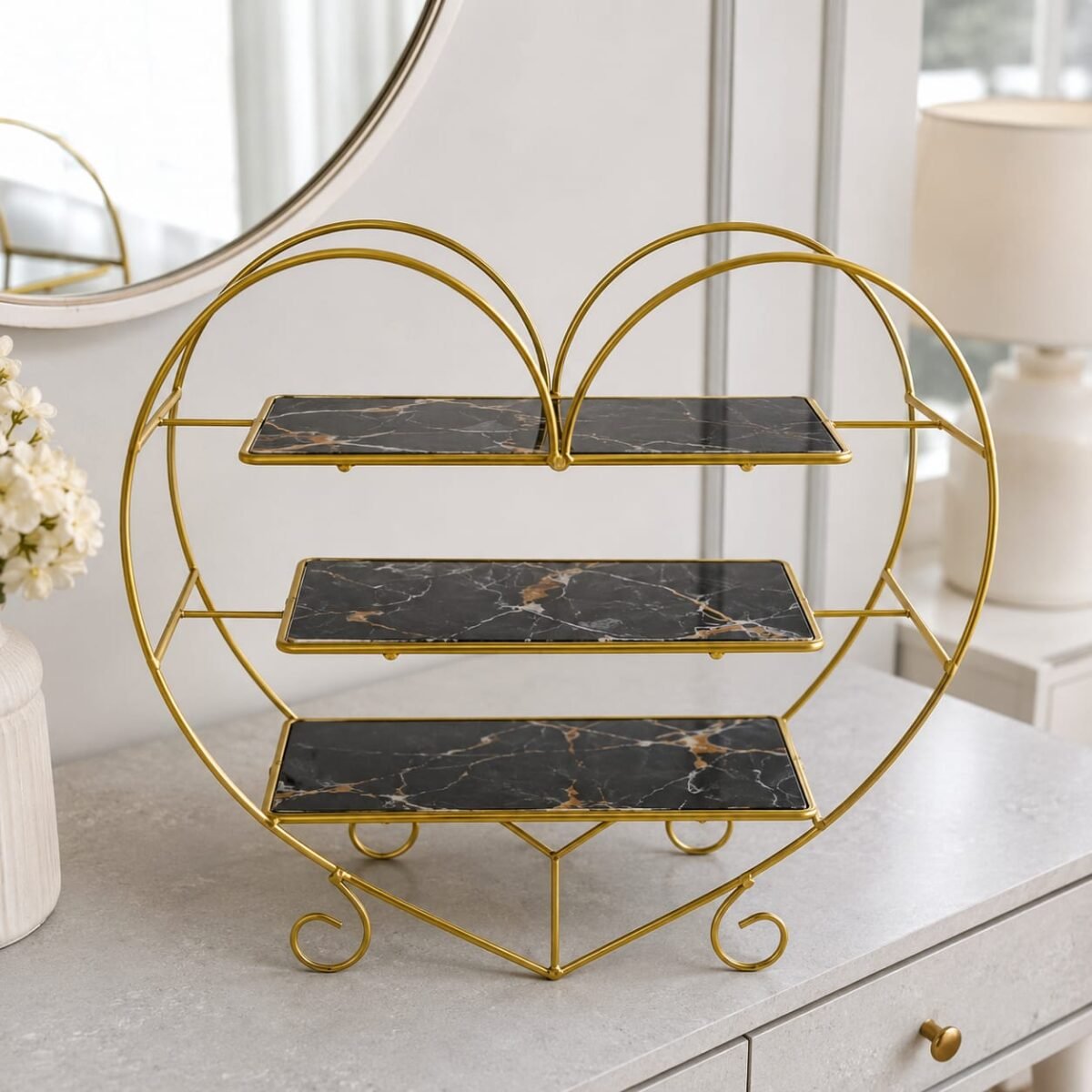 Aimaas Heart Shape 3 Layers Cosmetics & Food Organizer - Image 8