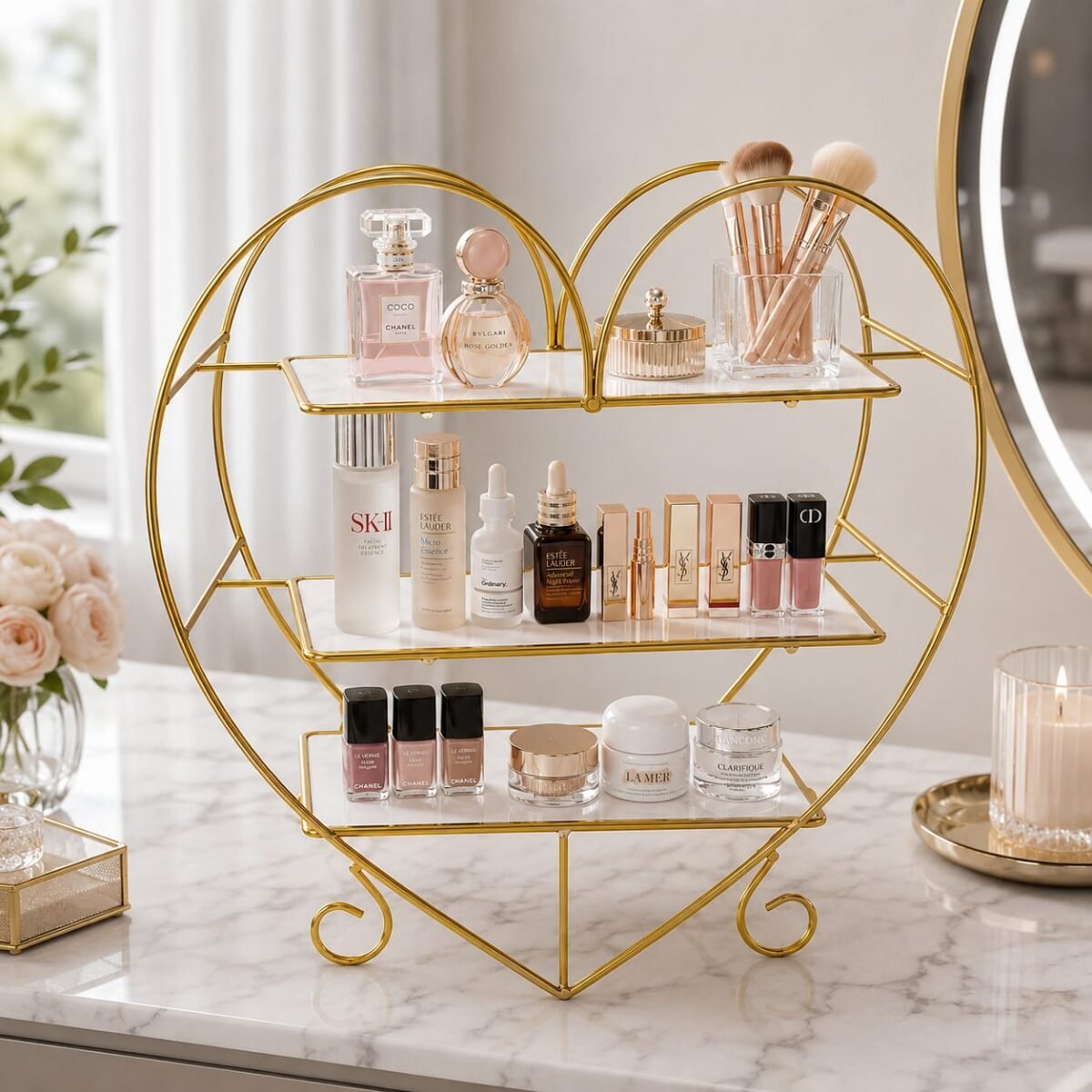 Aimaas Heart Shape 3 Layers Cosmetics & Food Organizer - Image 2