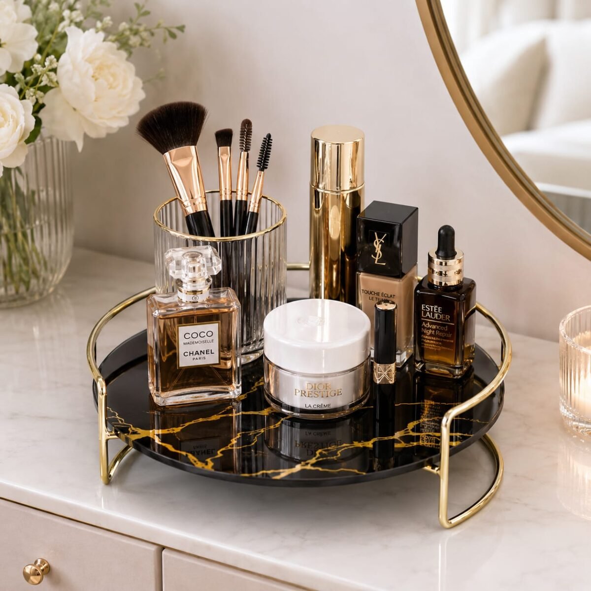 Aiza's Round Shape Cosmetics Organizer Tray