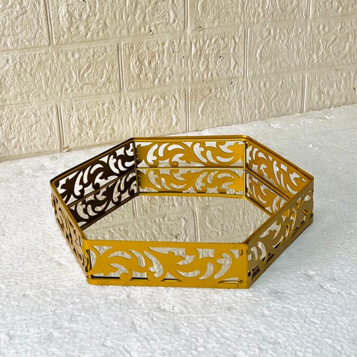Hexagonal Cosmetics & Serving Mirror Tray - Image 5