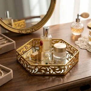 Hexagonal Cosmetics & Serving Mirror Tray