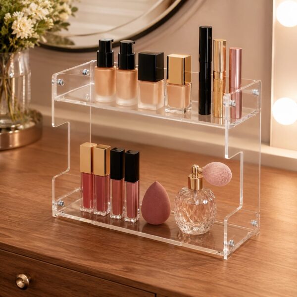 Acrylic 2 Layers Cosmetics Oranizers Stand